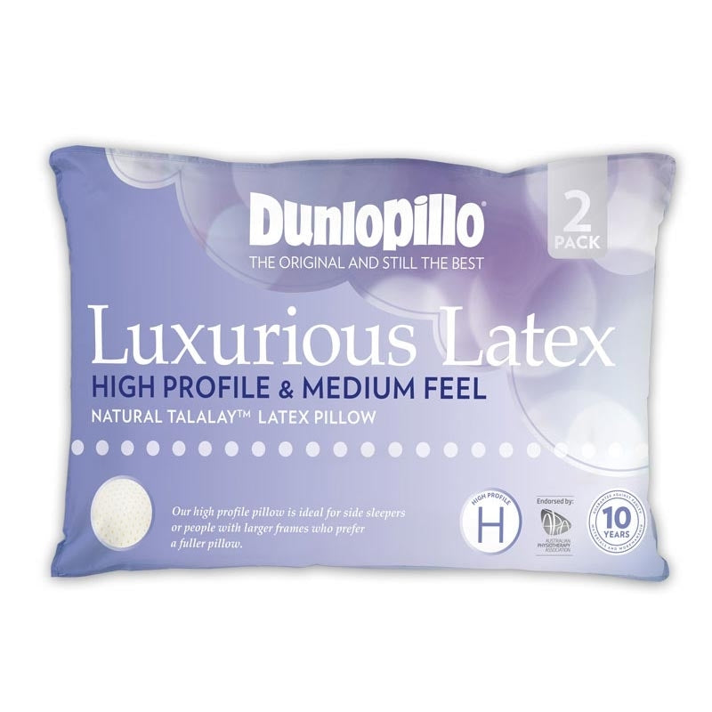Dunlopillo Luxurious Latex High Profile Medium Feel Pillow (2 Pack)