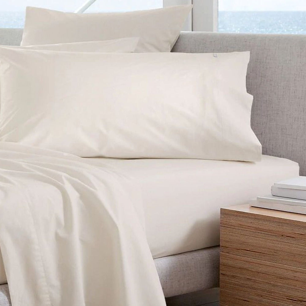300TC Organic Classic Percale Fitted Sheet CHALK by Sheridan
