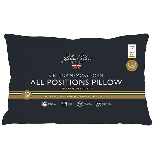 John Cotton All Positions Medium Profile Gel Top Memory Foam Pillow