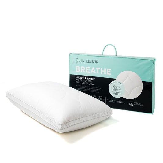 MiniJumbuk Breathe Wool Cotton Quilted Pillow MEDIUM Profile